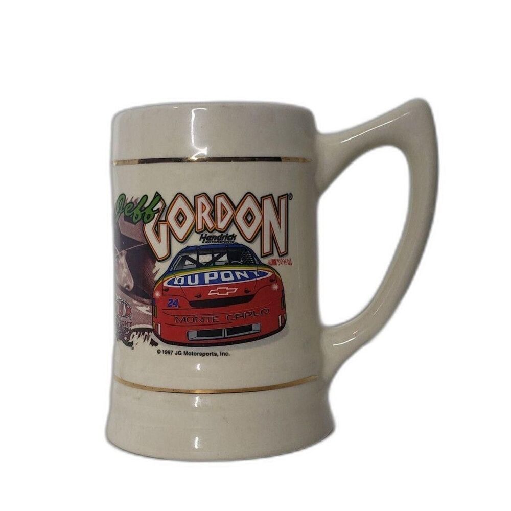 Vintage Jeff Gordon Mug Stein NASCAR Dupont Monte Carlo 24 Racing Collectible 90